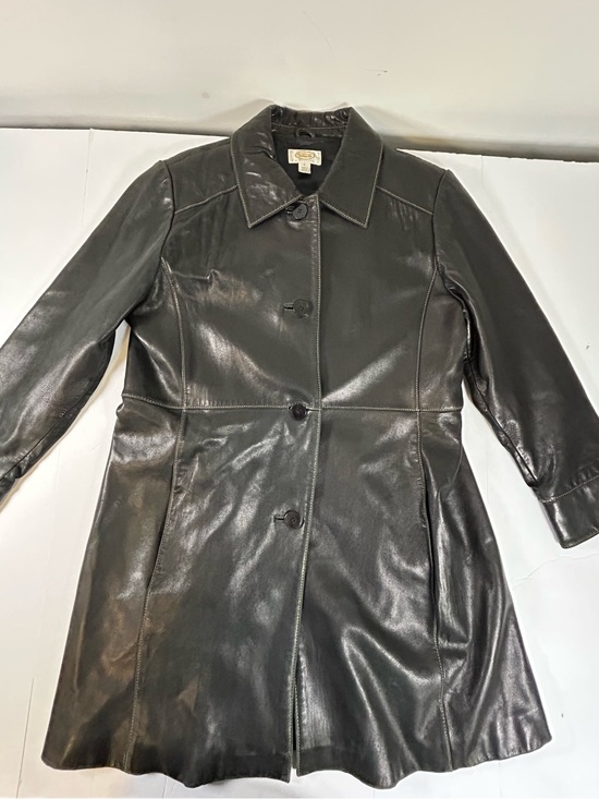 Talbots Jackets & Blazers - Talbots Black Genuine Leather Button-Front Women's Coat